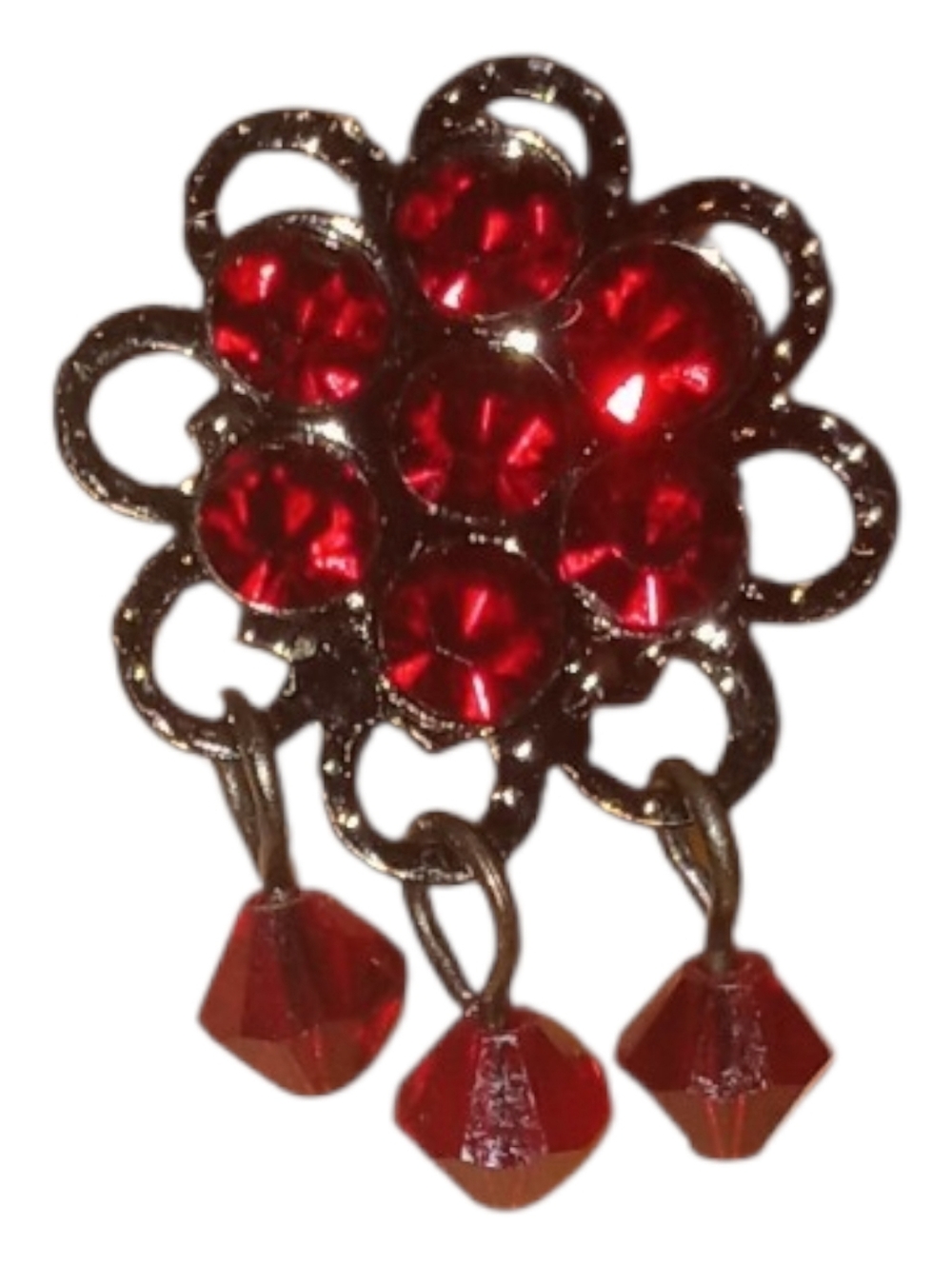 Red Rhinestones Vintage Earrings